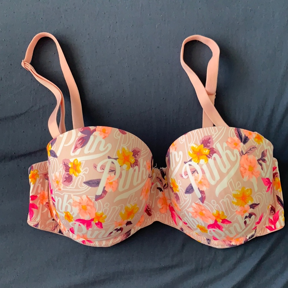 Pink strapless bra push up